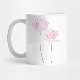 two pink lotus flowers watercolor Mug